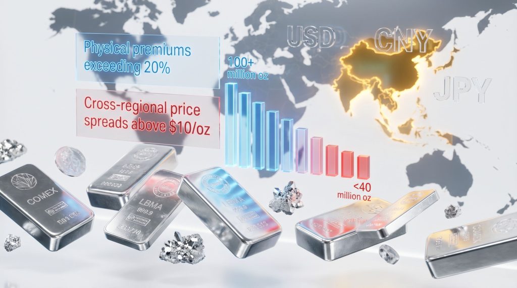 Silver market price divergence with bar charts.