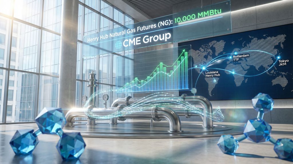 Futuristic visualization of natural gas derivatives.