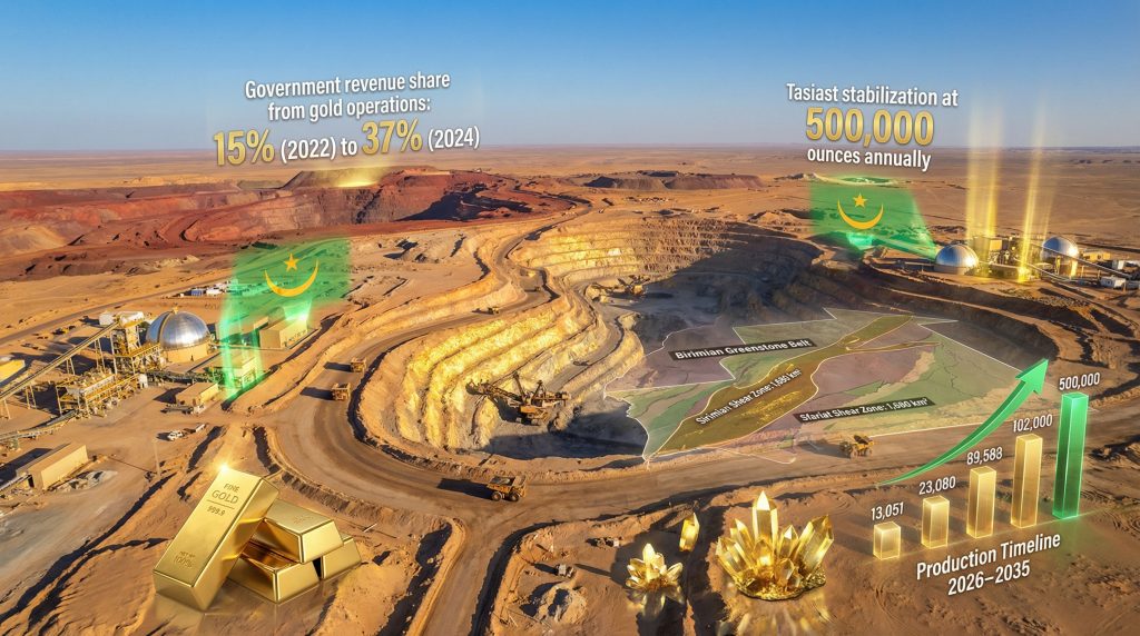 Mauritania gold sector diversification visualized in mining.