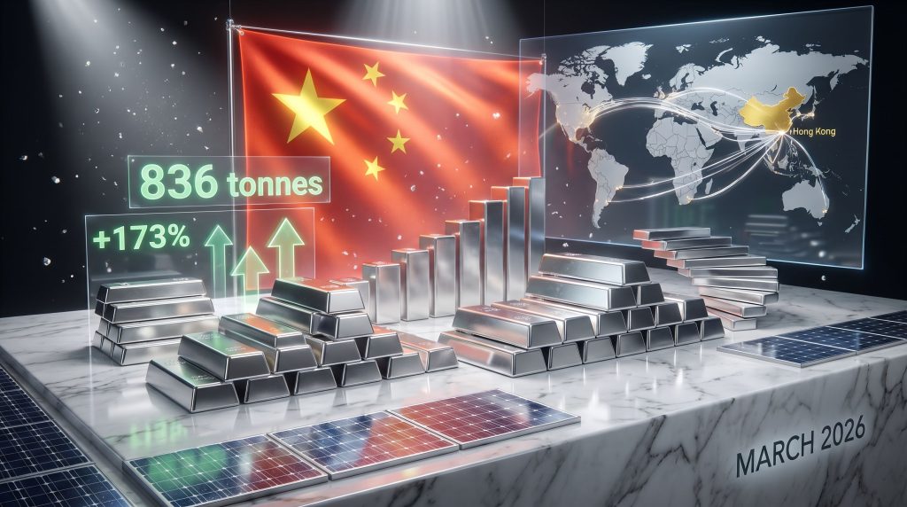 Chinese silver imports surge; 836 tonnes increase.