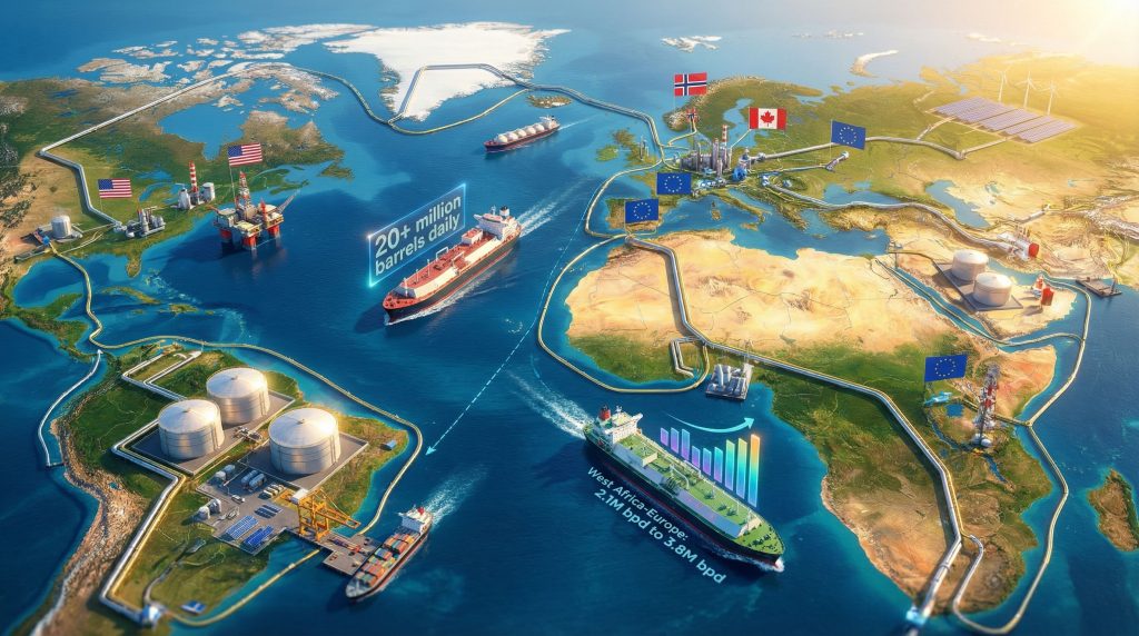 Global oil supply chains illustrated geographically.