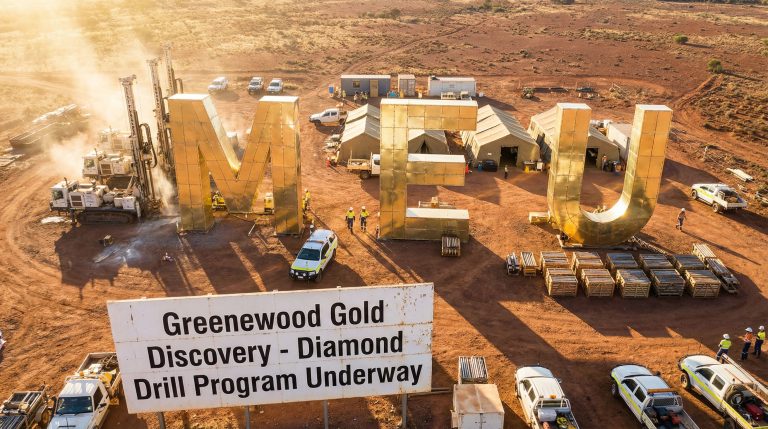Marmota Ltd-MEU-Greenwood Gold discovery site with machinery.