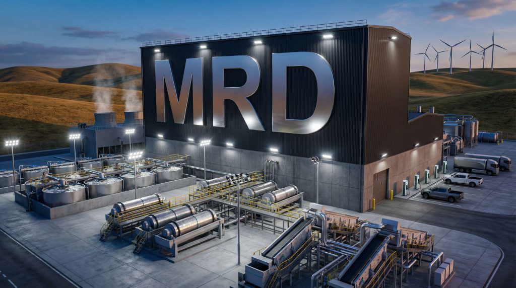 Mount Ridley Mines Ltd-MRD-MRD industrial facility with wind turbines.
