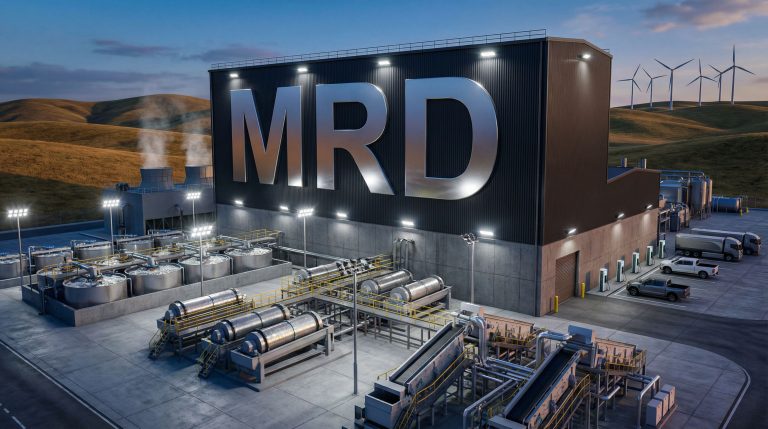 Mount Ridley Mines Ltd-MRD-MRD industrial facility with wind turbines.