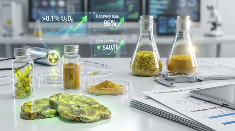 Uranium project development pathway: laboratory analysis.
