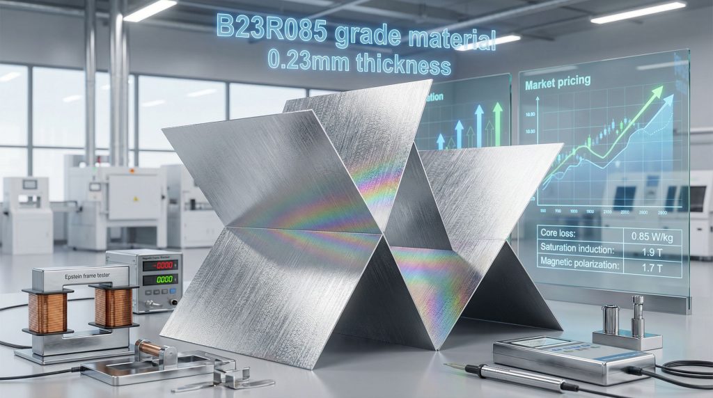 Cold-rolled grain oriented steel pricing display.