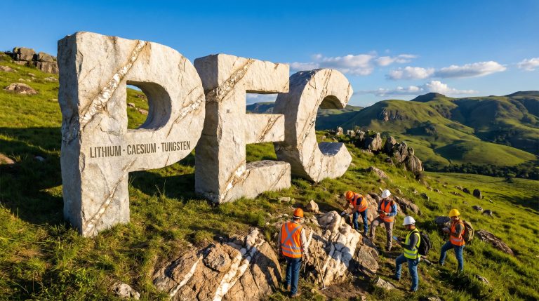 Perpetual Resources Ltd-PEC-PEC mining team surveying hillside deposits
