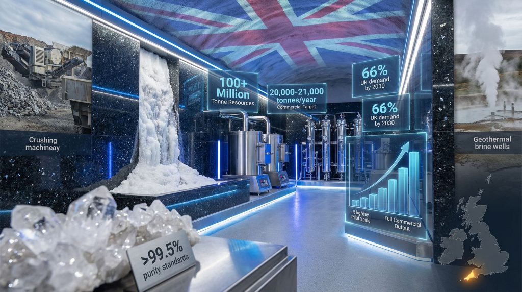 Cornwall lithium carbonate extraction process display.