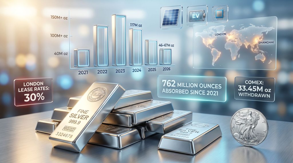 Silver squeeze and physical silver shortage infographic