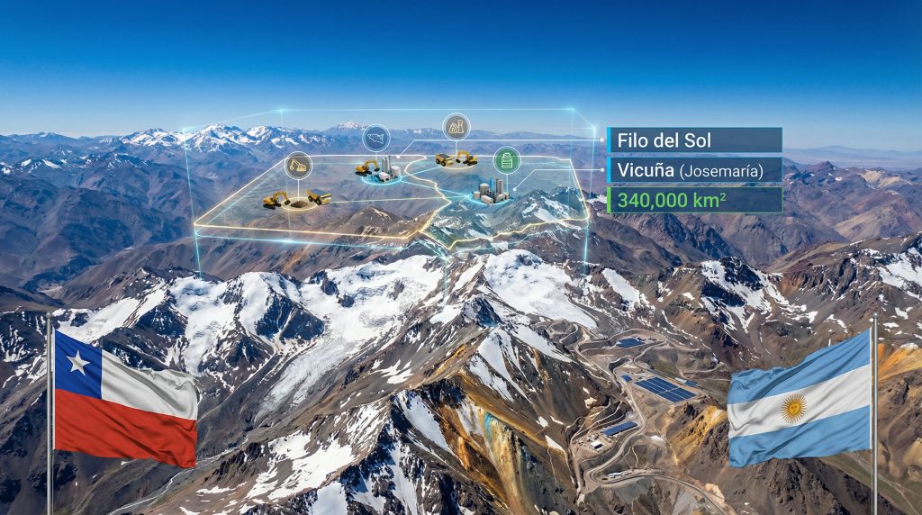 Chile-Argentina mining treaty illustrated in mountains.