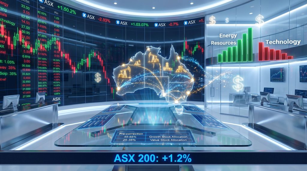 ASX market selloff amidst fluctuating graphs.