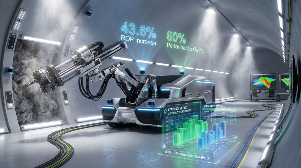 Futuristic autonomous drilling technology in action.