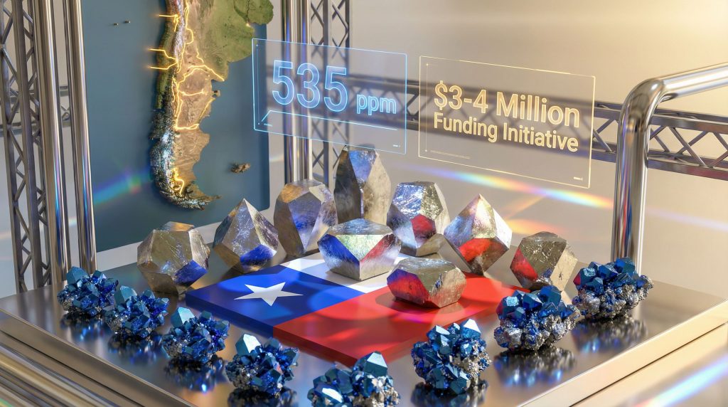 Chilean cobalt rare earth production initiative display.