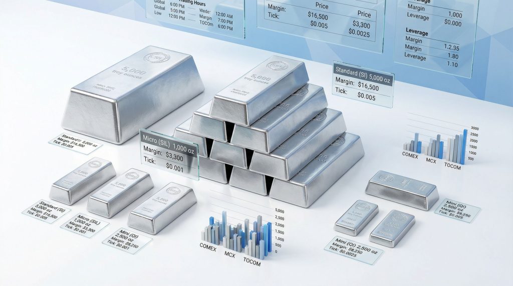 Silver futures contracts with stacked bars.
