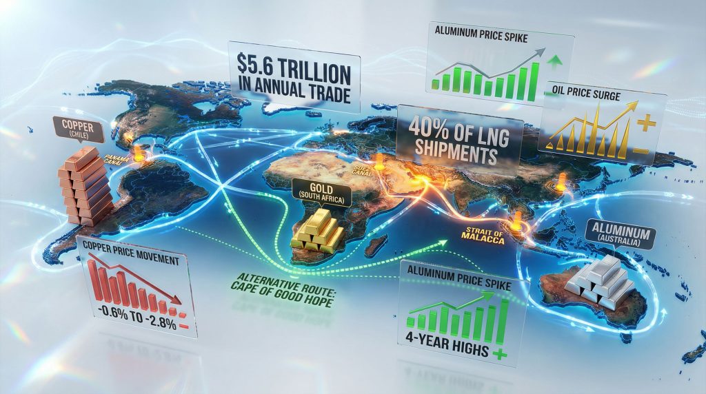 Global trade routes and key commodities.