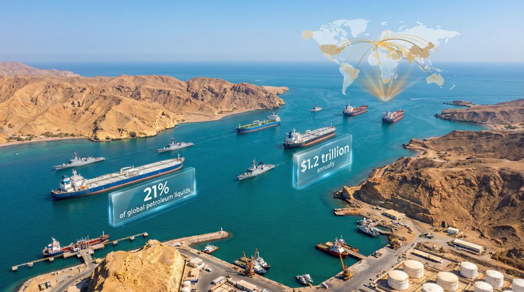 Ships in Strait of Hormuz blockade.