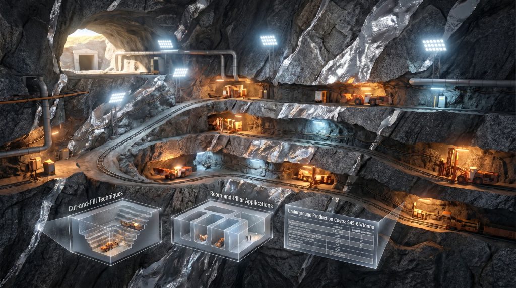 Hycroft underground mining options illustration.