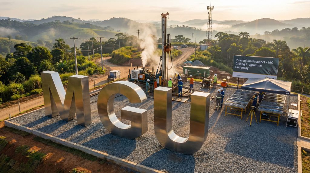 Magnum Mining and Exploration Ltd-MGU-MGU drilling project in picturesque landscape.