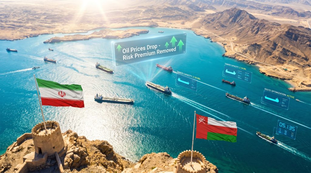 Ships transit Hormuz Strait, announcing openness.