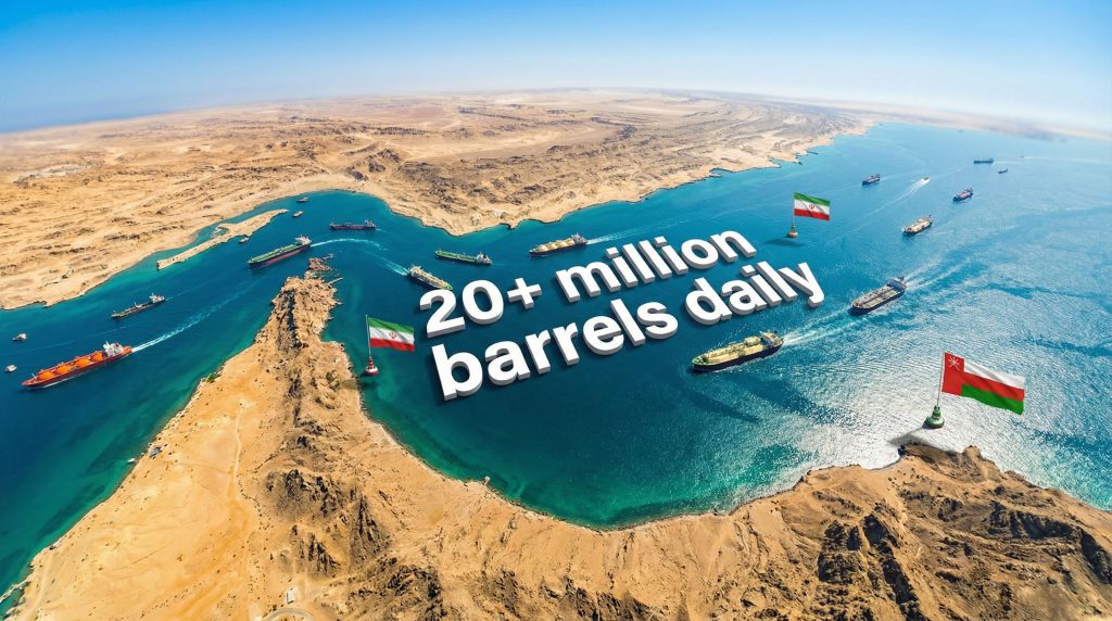 Tankers navigate vital Strait of Hormuz.