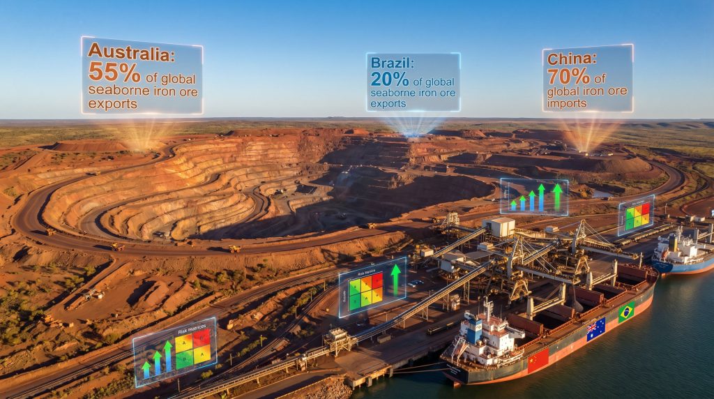 Iron-ore supply chain risks illustrated globally.
