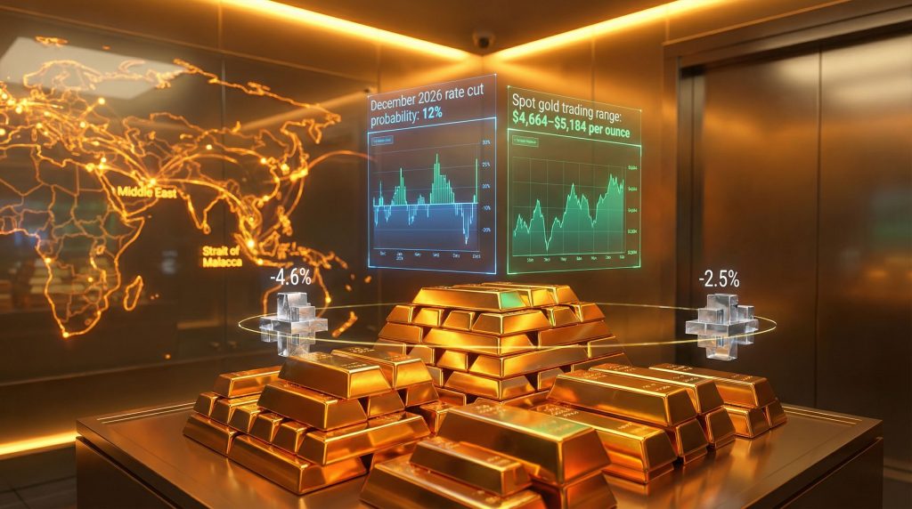 Gold prices retreat amid geopolitical tensions.