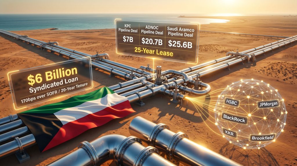 Kuwait oil pipeline stake deal financing infographic