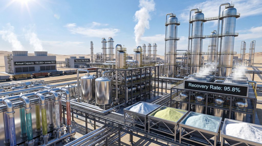 Industrial plant showcasing rare earth elements processing.