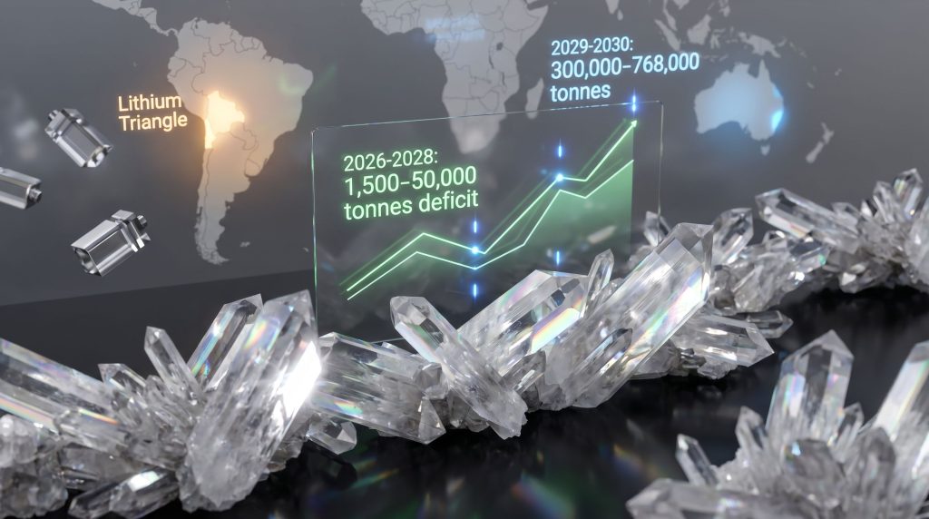 Graph illustrating future lithium supply deficit.