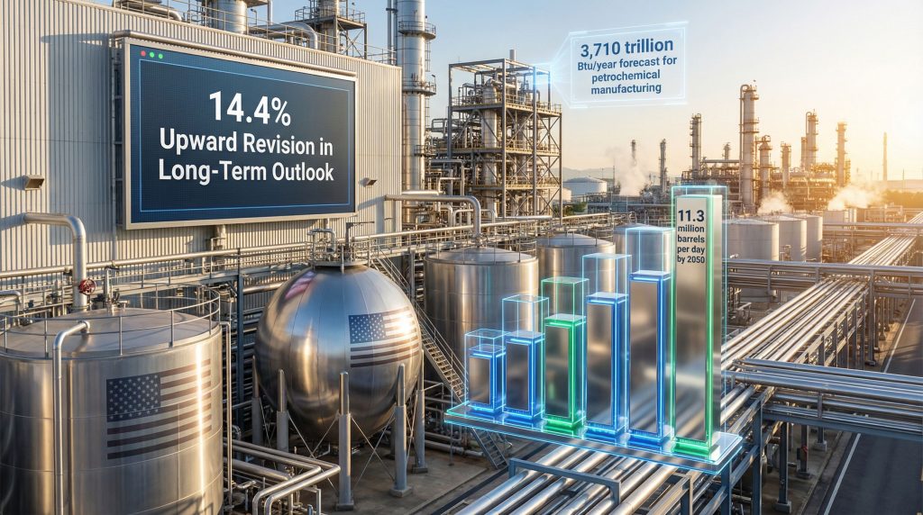 US industrial plant with NGL forecast graphics.