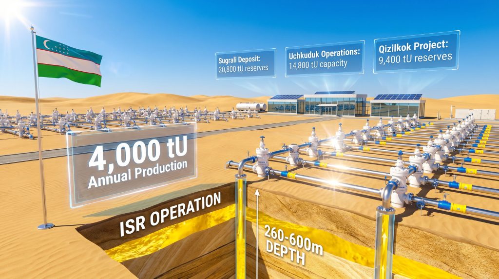 Uzbekistan uranium recovery site diagram.