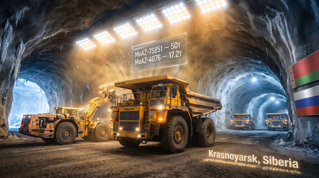 BelAZ and Nornickel joint venture factory in Siberia trucks underground