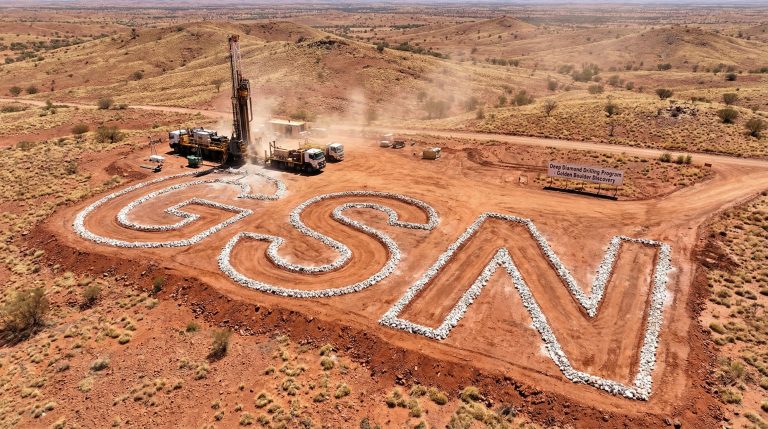 Great Southern Mining Ltd-GSN-GSN logo displayed at drilling site.