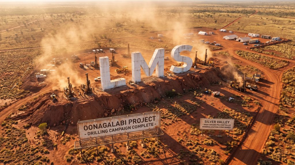 Litchfield Minerals Ltd-LMS-Oonagalabi Project drilling site with machinery.
