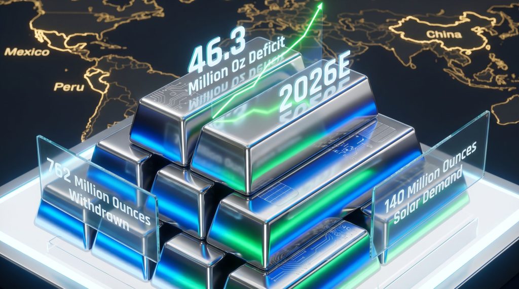 Silver market deficit illustrated with bar chart.