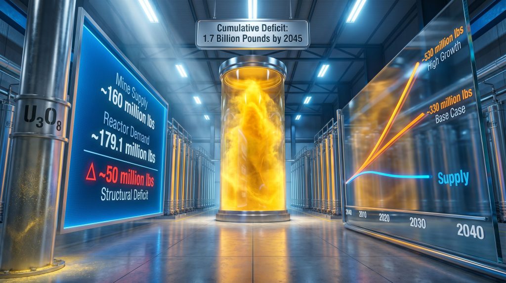 uranium supply demand pinch timing chart