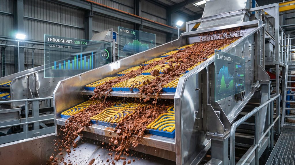 Industrial screening technology for sticky ore.