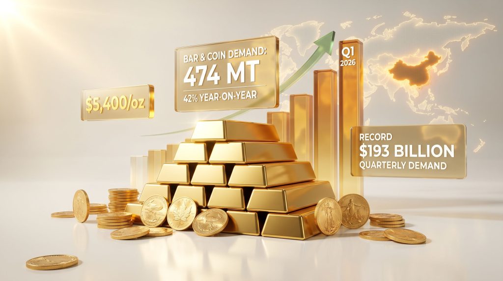 bar and coin demand drove global gold demand to a record in the first quarter infographic