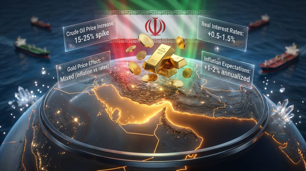 Gold prices affected by Strait of Hormuz closure.