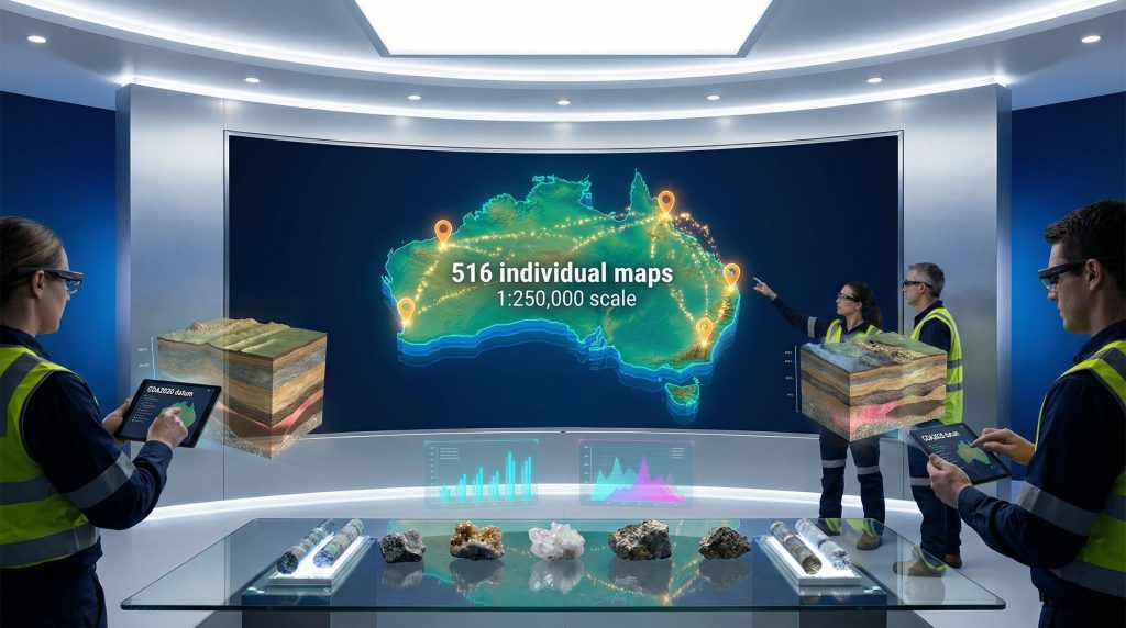 Geoscience Australia national digital map series display.