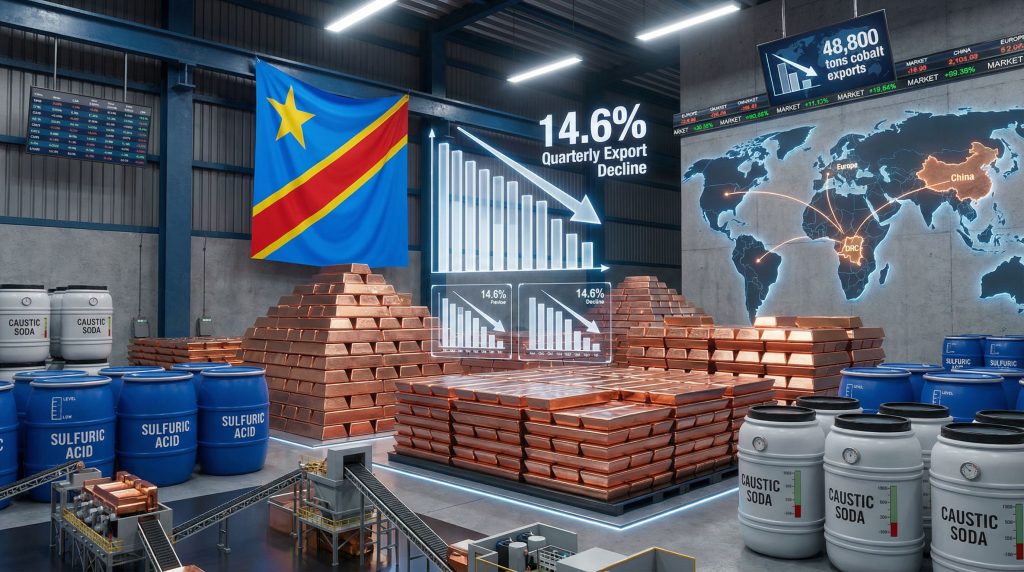 Congo copper exports decline by 14.6%.