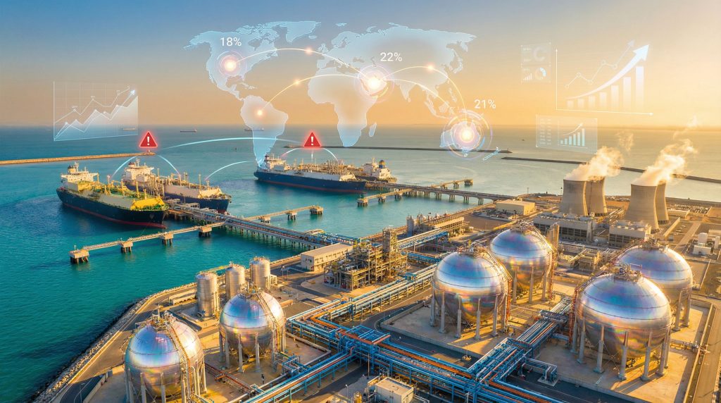Industrial port highlighting LNG supply chain crisis.