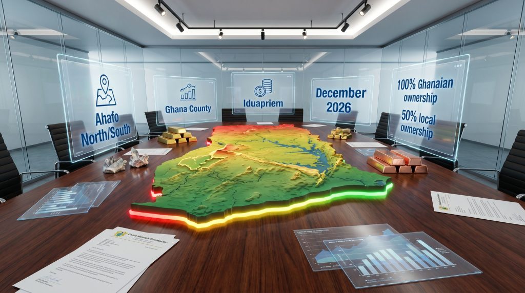 Ghana mining contract transition strategy meeting setup.
