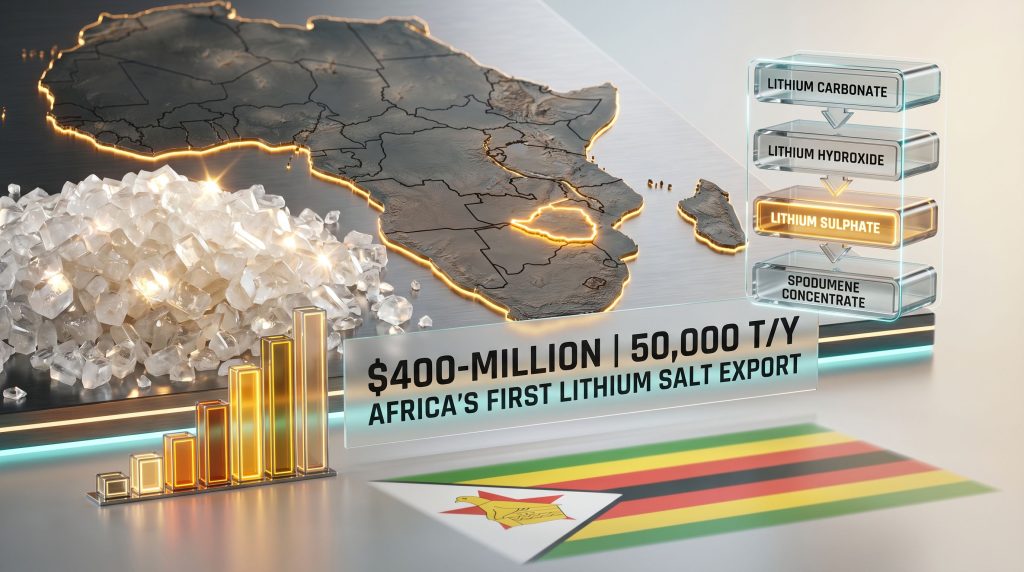 Huayou lithium salt exports from Zimbabwe infographic