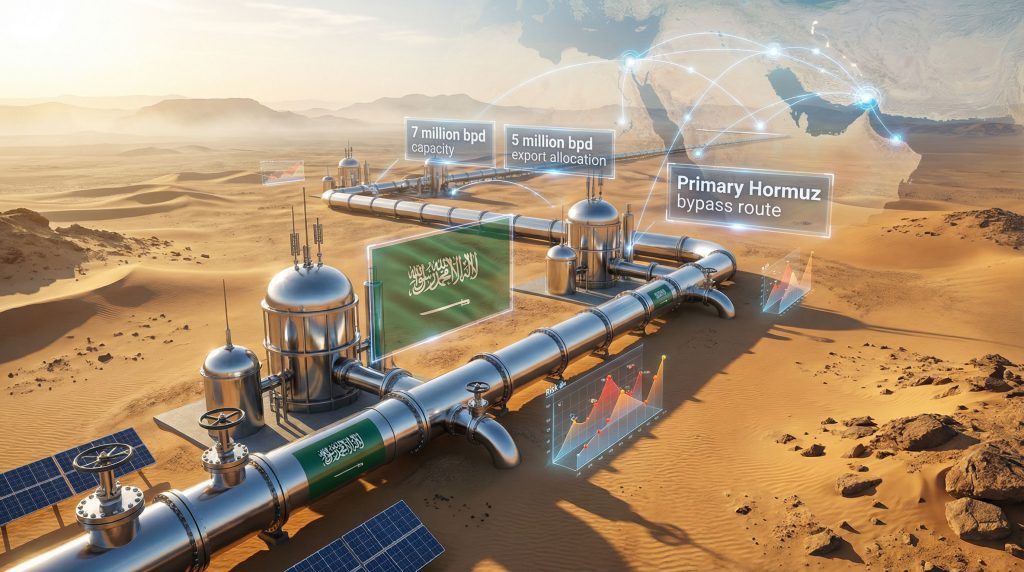 Saudi Arabia oil pipeline in desert.