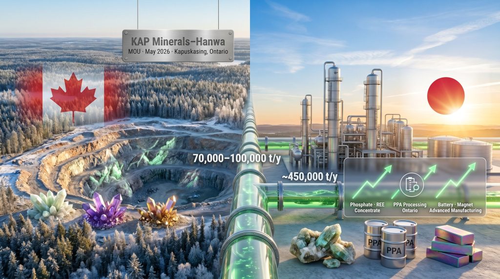 KAP Minerals Hanwa Canada Japan critical minerals supply chain infographic