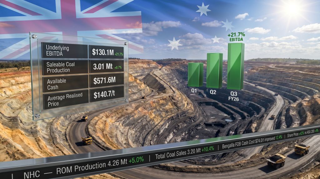 New Hope Corporation quarterly update coal output and profit infographic