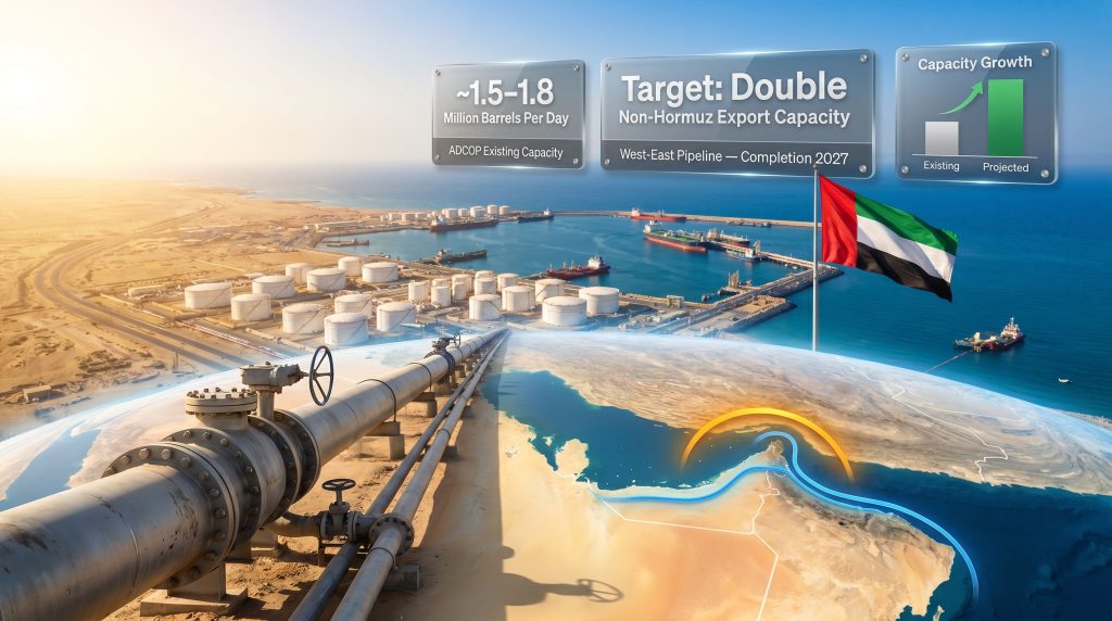 UAE oil pipeline to bypass Hormuz expansion map