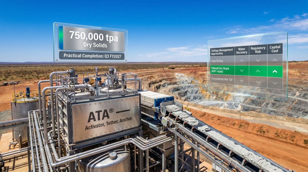 Clean TeQ Water tailings dewatering contract at Rasp mine equipment overview