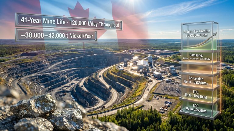 Canada Nickel Crawford project permit and financing infographic